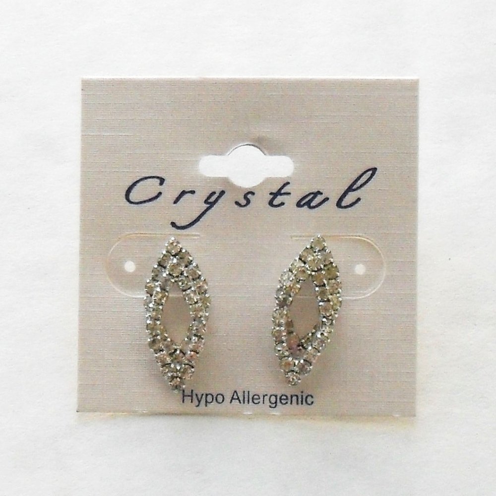 NEW Rhinestone Earrings Silver Tone Hypo Allergenic